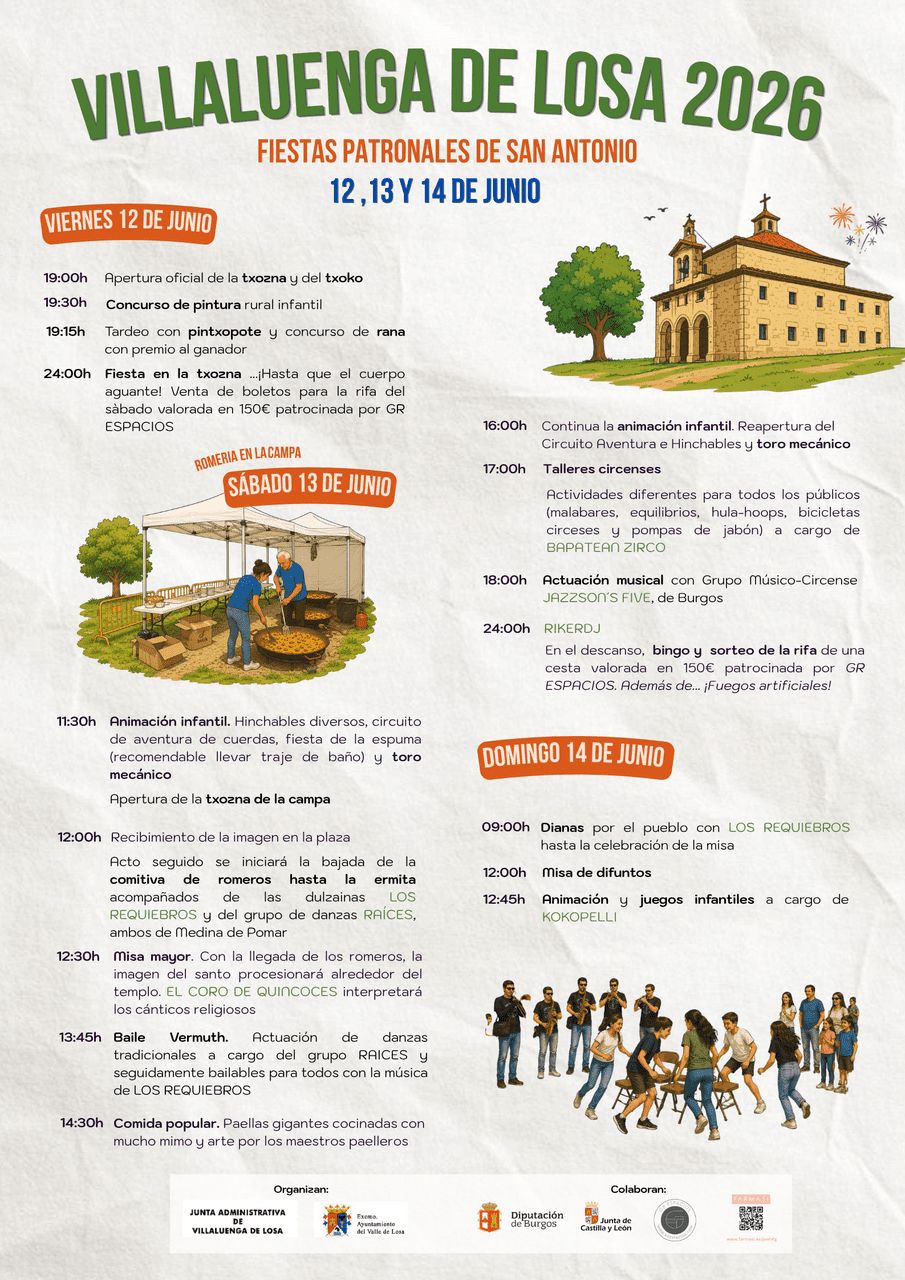 CARTEL Y PROGRAMA DE FIESTAS DE SAN ANTONIO EN EL VALLE DE LOSA.-